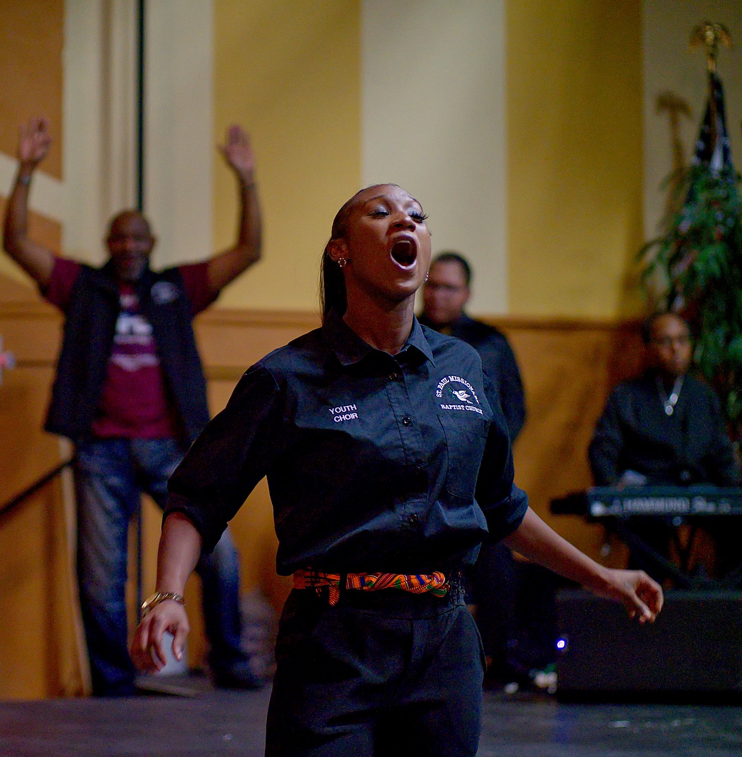 The youth of St. Paul's do not lack talented leadership, as demonstrated by the vocal and rhythm guidance provided by director Chasey Shepard; nor passion, as shown by she and Pastor Demethrius Boyd (left). [view more voices]